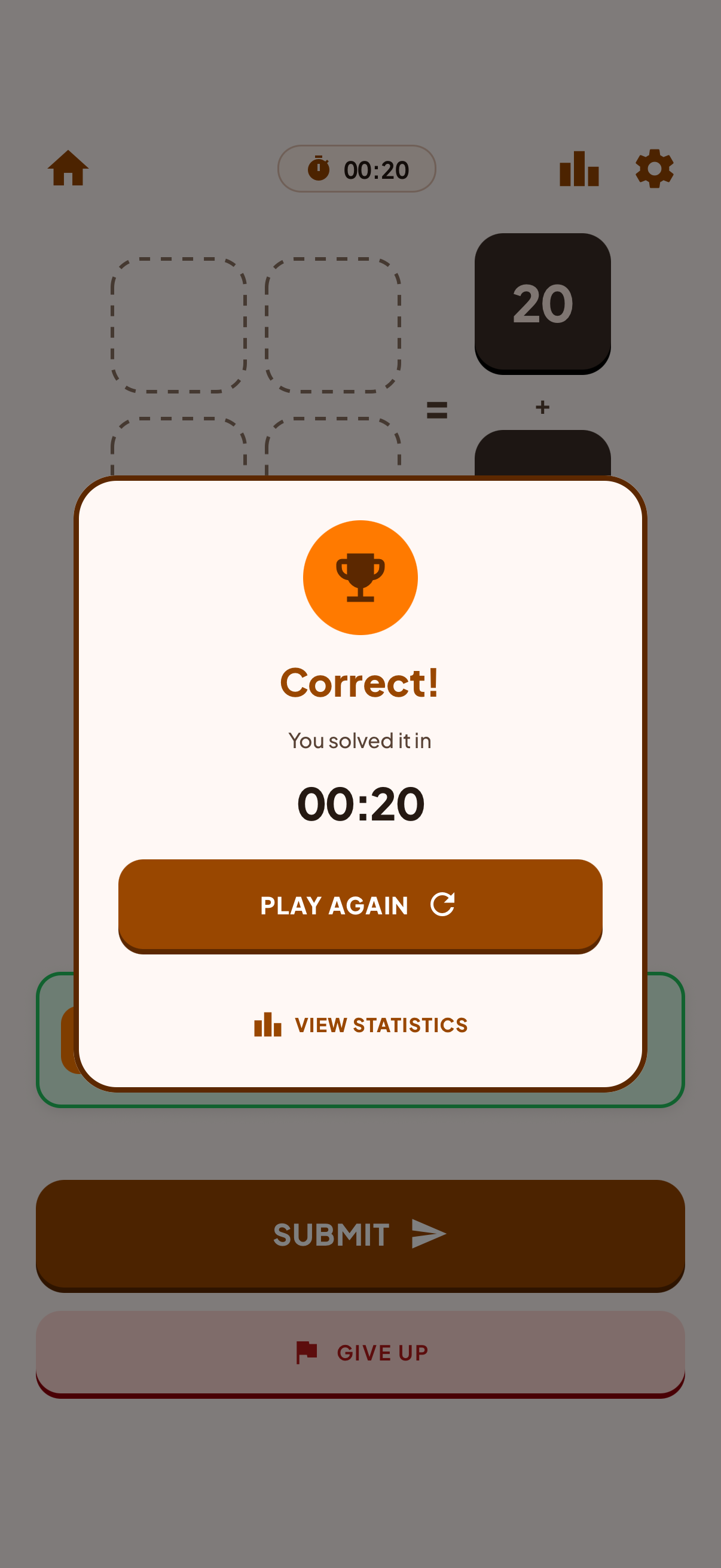 Mathstery win screen